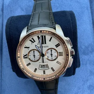 Cartier Calibre de Cartier W7100043 42mm Rose gold and Stainless steel Silver