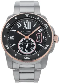 Cartier Calibre de Cartier W7100055 42mm Rose gold and Stainless steel Black