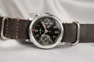 Revue Thommen 1930s Pilot Chronograph chrome-plated glossy gilt black