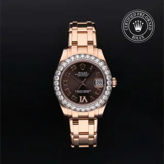 Rolex Pearlmaster 81285 34mm Yellow gold Brown