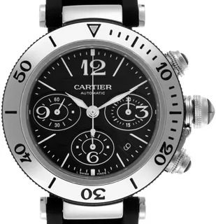 Cartier Pasha Seatimer W31088U2 41.5mm Stainless steel Black