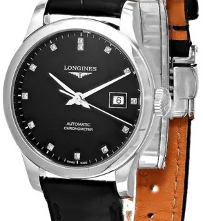 Longines Record L2.321.4.57.2 / L23214572 30mm Stainless steel Black