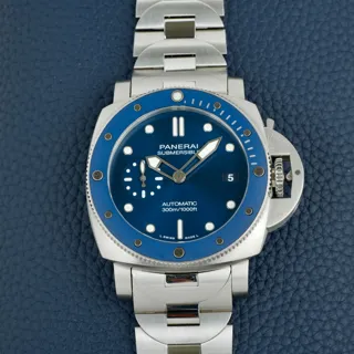 Panerai Submersible PAM01068 42mm Stainless steel Blue