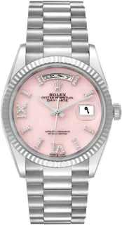 Rolex Day-Date 36 128239 White gold Pink opal stone