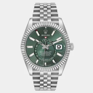 Rolex Sky-Dweller 42mm 18k White Gold$Stainless Steel Mint green