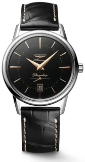 Longines Heritage L47954580 38.5mm Stainless steel Black