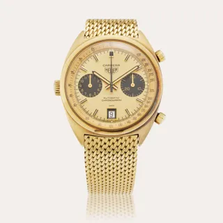 Heuer Carrera 1158CHN 38mm 18k yellow gold Champagne