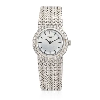 Longines 23mm 18k white gold Silver