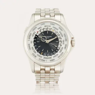 Patek Philippe World Time 5130/1G-010 39.5mm 18k white gold Black and Silver