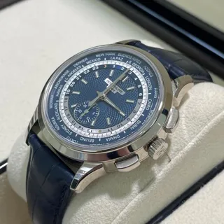 Patek Philippe World Time Chronograph 5930G-010 39.5mm White gold Blue