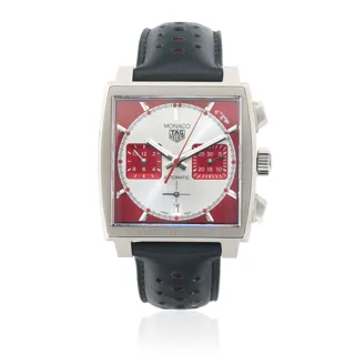 TAG Heuer Monaco CBL2114 39mm Stainless steel Red and Silver