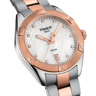 Tissot PR 100 T101.910.22.116.00 Rose gold and Stainless steel White