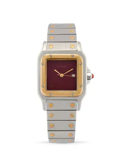 Cartier Santos Carrée 2961 Stainless steel and 18k yellow gold Burgundy