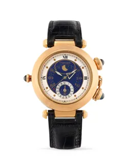 Cartier Pasha 30011 38mm 18k Gold Blue and Cream