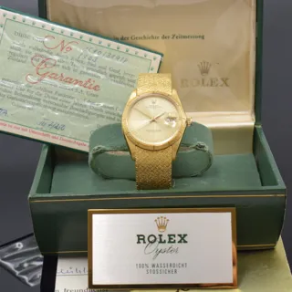 Rolex Oyster Perpetual Date 1510 18k yellow gold Champagne