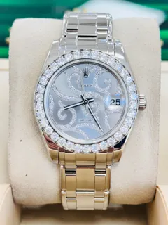 Rolex Pearlmaster 81299 34mm White gold Diamond Pave Flamme