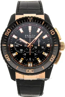 Zenith El Primero Stratos Flyback 85.2060.405/23.C714 45.5mm 18 carat rose gold$steel Black