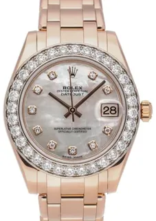 Rolex Pearlmaster 81285 34mm Rose gold White