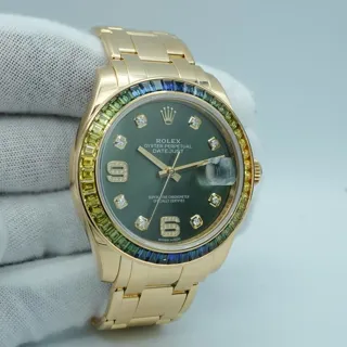 Rolex Pearlmaster 86348SABLV 39mm Yellow gold Green