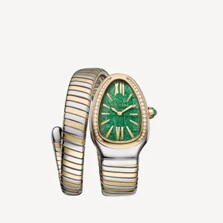 Bulgari Serpenti 104002 35mm Yellow gold and Stainless steel Green