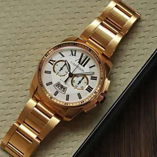 Cartier Calibre de Cartier Chronograph W7100047 Rose gold White