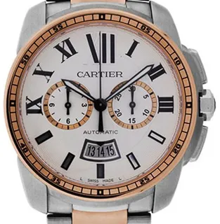 Cartier Calibre de Cartier W7100042 42mm Rose gold and Stainless steel Silver