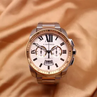 Cartier Calibre de Cartier W7100042 42mm Rose gold and Stainless steel Silver