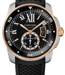 Cartier Calibre de Cartier W7100055 43mm Rose gold and Stainless steel Black