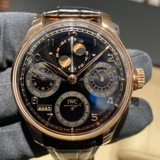 IWC Portuguese Perpetual Calendar IW503702 Yellow gold Black