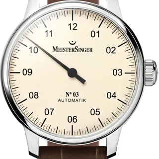 MeisterSinger Single-Hand Watches AM903 43mm Stainless steel White