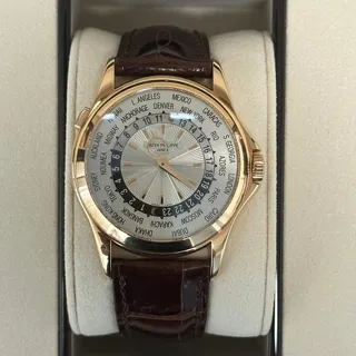 Patek Philippe World Time 5130R-001 39.5mm Rose gold Silver