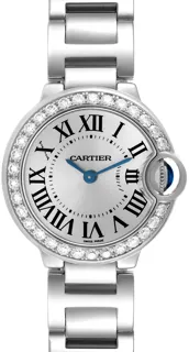 Cartier Ballon Bleu 28mm WE9003Z3 29mm White gold silvered opaline lacquered