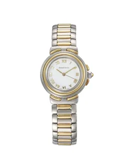 Tiffany Intaglio L 0822 26mm Stainless steel and 18k yellow gold White