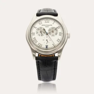 Patek Philippe Annual Calendar 5035 37mm 18k white gold Silver