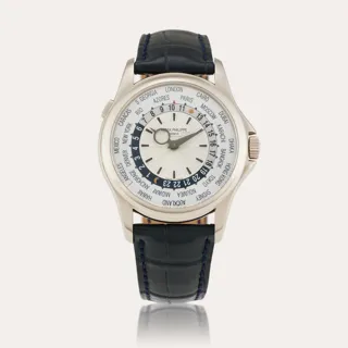 Patek Philippe World Time 5130G 39.5mm 18k white gold Silver