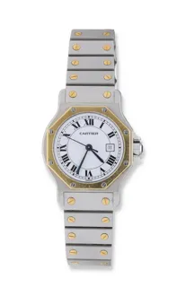 Cartier Santos 29mm Stainless steel and gold White