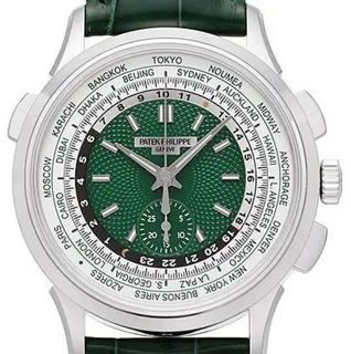 Patek Philippe World Time Chronograph 5930P-001 39.5mm Platinum Green