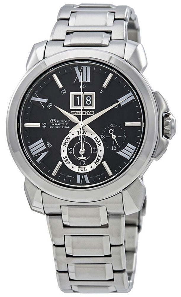 Seiko Premier Kinetic Perpetual SNP141P1 Stainless steel Black