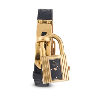 Hermès Kelly-Cadenas 3901 Stainless steel and Gold-plated Black