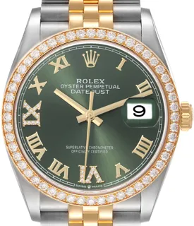 Rolex Datejust 36 126283RBR Stainless steel and 18k yellow gold Green