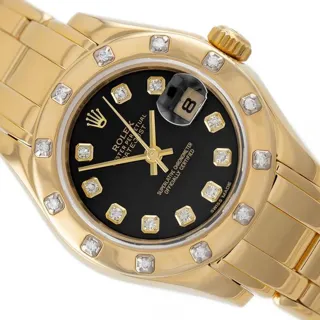 Rolex Pearlmaster 69318 29mm Yellow gold Black