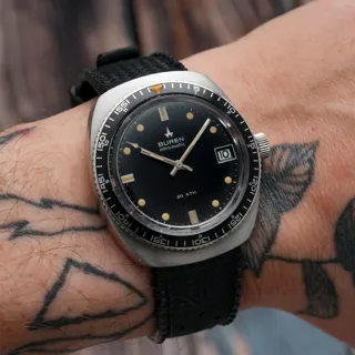 Buren Skin Diver Micro-Rotor 39mm Stainless steel Black