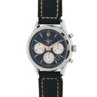 Longines Column-Wheel Chronograph L2.750.4 Stainless steel Black