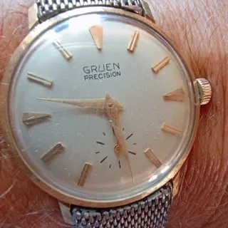 Gruen Precision 14 K GOLD 35mm Yellow gold White