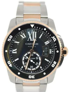 Cartier Calibre de Cartier W7100054 42mm Rose gold and Stainless steel Black