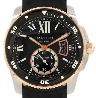 Cartier Calibre de Cartier W7100055 Rose gold and Stainless steel Black