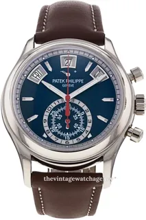 Patek Philippe Annual Calendar Chronograph 5960/01G-001 40.5mm White gold Blue