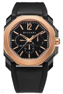 Bulgari Octo 102488 41mm Stainless steel and 18k rose gold Black