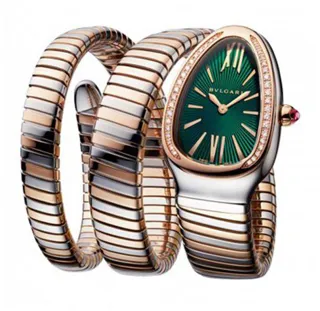 Bulgari Serpenti Tubogas 102791 SP35C4SPGD.2T 35mm 18kt Rose Gold$Stainless Steel Green