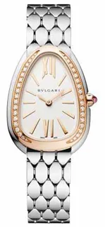 Bulgari Serpenti Seduttori 103143 33mm Stainless steel and 18k rose gold white silver opaline